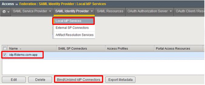 Click on Local IdP Services (under the SAML Identity Provider tab) in the horizontal navigation menu 8.
