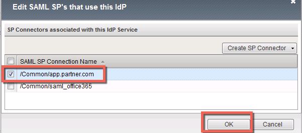 10. Click the OK button at the bottom of the dialog box 11. Under the Access?> Federation?> SAML Identity Provider?