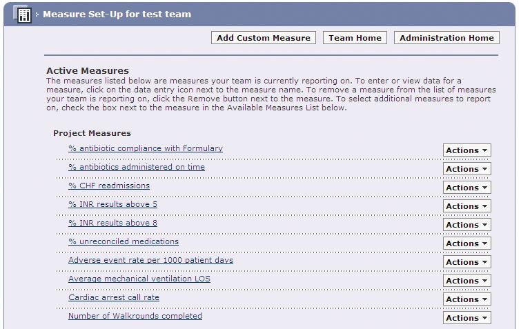 Creating a custom measure To create a custom measure select Measure Set-Up from the Administration area of your Team s home page. From this page, click on Add Custom Measure.