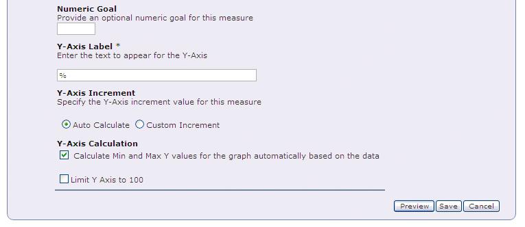 Percentages When creating a percentage based custom measure follow the steps outlined in Creating a Custom Measure.