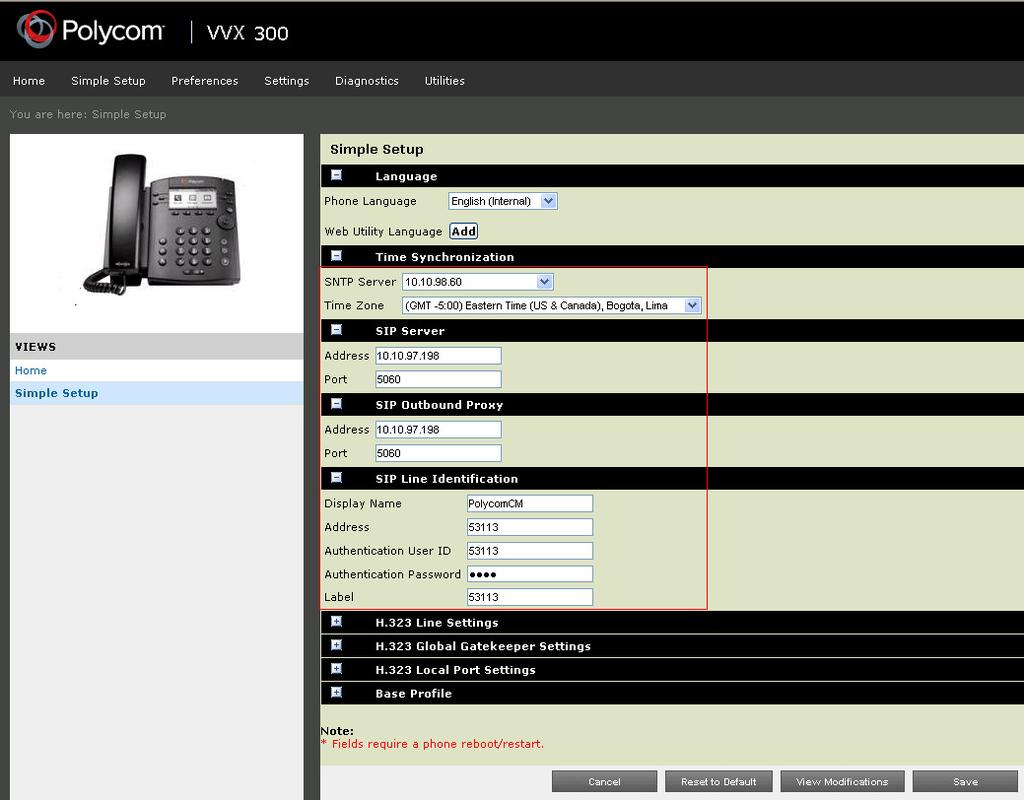 7.1. Configure the Lines for Polycom VVX 300/400 This section shows how to configure VVX 300/400 to register with Session Manager.