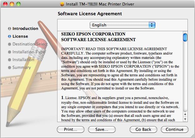 4 The "Software License Agreement" screen