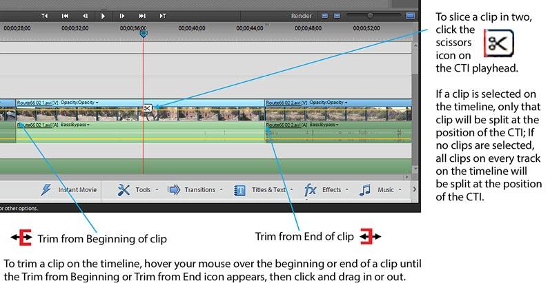 Adding them, then, to your video project is as simple as dragging them from this panel to your timeline. Once you add your files to your timeline, you ll have a number of options: Trim your clips.