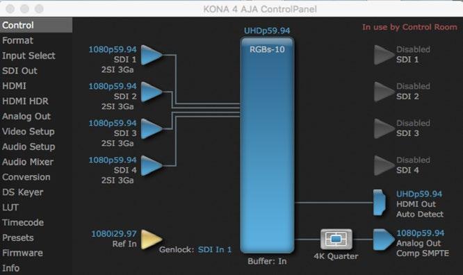 application (such as AJA Control Room), the SDI input and output ports will be mapped automatically.