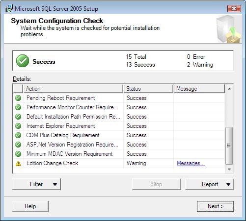 7) Click Next on the Configuration