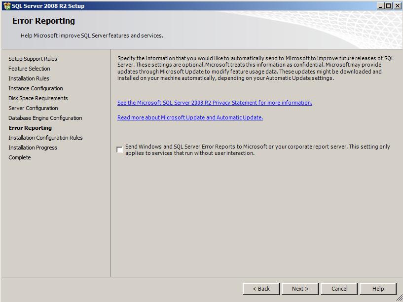 9) Select Windows authentication mode on the Database Engine Configuration screen.