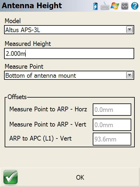 Vertical Height: Altus APS-3 (1) measured to bottom of 5/8 threaded antenna mount Slant Height