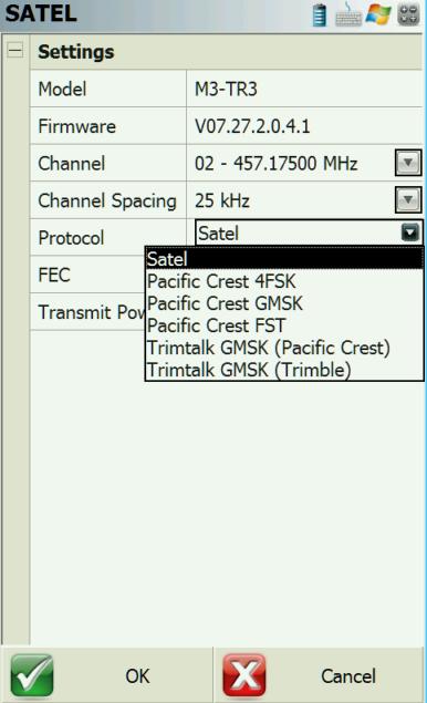 Select the desired Channel spacing. Select the desired Protocol (Satel is recommended).