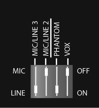 DIP switches (see DIP switches section below) 25. MIC 1 input (balanced XLR) 26.