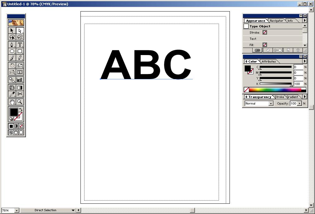 3 Activate Illustrator. No need to set the paper size to A3 size. 4 Enter ABC.