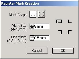 Alternatively, select [Register Mark Creation] from the [File]-[FineCut] menu.