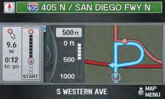 Map Screen Calculated route (P93) Destination direction indicator Direction as the crow flies Distance to destination Distance of the actual route.