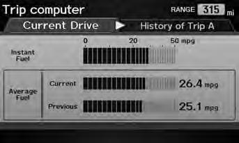 Trip Computer H INFO button Trip Computer View the distance traveled and average fuel consumption. Select an item.