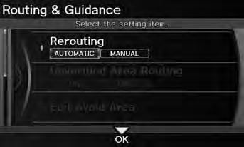 Routing & Guidance Rerouting System Setup Guidance Screen Interruption: Sets whether the guidance screen interrupts the audio screen display. 2 Guidance Screen Interruption P.