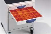 9 1 unit SAM Plastic tray set From drawer height, 60 mm Tray, 25 x 125 x 125 mm Material Impact-resistant polystyrene - Colour: orange SAM00328 12 Trays, 2-piece, with 2 slot-in panels, 55 mm 4