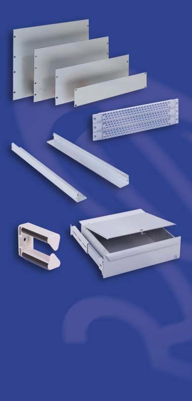 DACOBAS Accessory Range 19 Shelves Products 5.81 Handles 5.82 Cable management 5.83 Cable clip 5.83 Chassis runners 5.85 19 Drawers Products 5.86 19 Front panels Front panel 5.