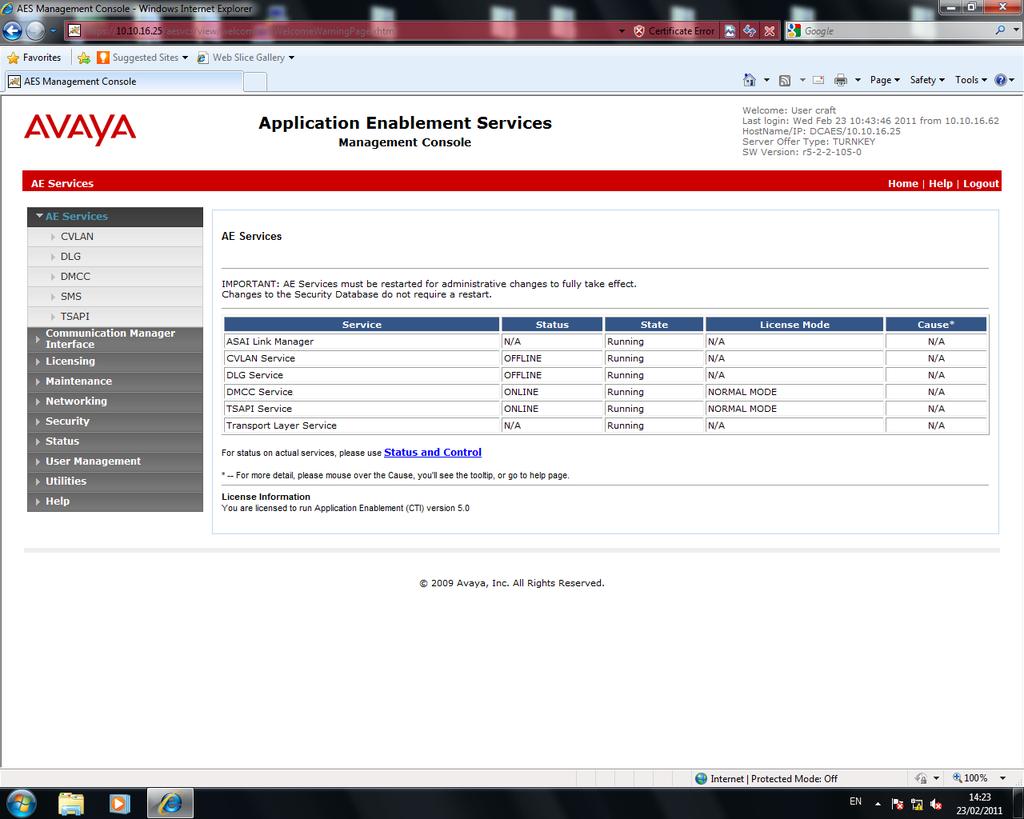 6. Configure Avaya Aura Application Enablement Services This section explains the steps required to configure Application Enablement Services to allow TeamView Office Manager to connect to