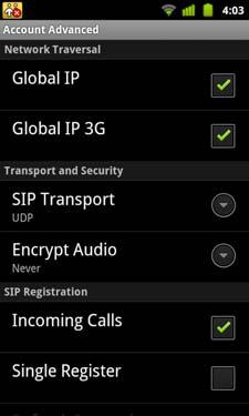 Bria Android Edition User Guide Account Advanced Field Description Global IP On (checked): Bria will publish its public IP address at the signaling level.