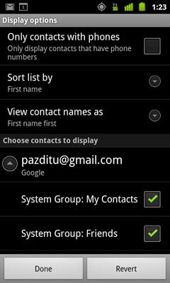 Contacts 122 Changing which contacts are displayed You can hide contacts that don t have phone numbers.