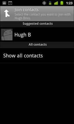 Contacts 124 Joining contacts Join contacts When you add an account or add contacts in other ways, such as by exchanging emails, Contacts attempts to avoid duplication by joining any new contact