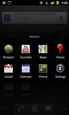 Android basics 41 Open an application S Touch the Home icon on the Launcher or the Home button to close the Launcher.