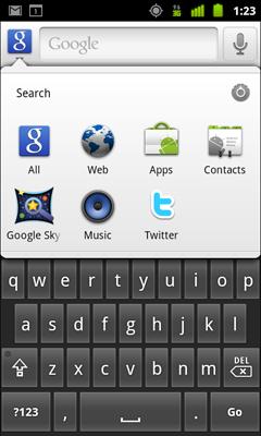 Searching by text and voice 97 Target where you want to search Initially, the Google search box displays the All icon, indicating that it s configured to search and provide suggestions form both the