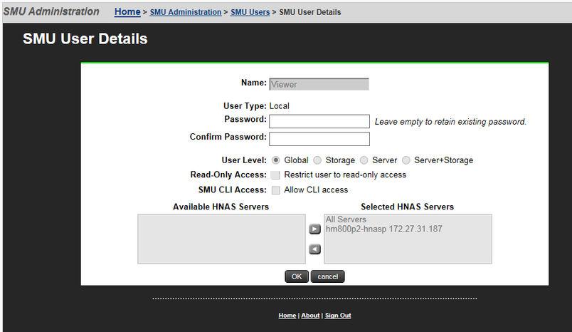 Item/Field Description For storage administrators, lists HNAS servers that have attached storage that the administrator can manage.