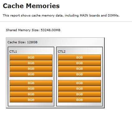 Figure 9 Cache Memories report (VSP G800, VSP F800) Total capacity of the cache memory and shared memory is displayed separately for each module.
