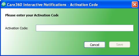 4 When the Activation Code dialog box appears, paste the activation code that you copied from the email, and then click Save. 5 When the confirmation message appears, click OK.