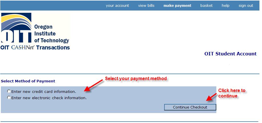 Paying your bill 5 of 8 Select a method of