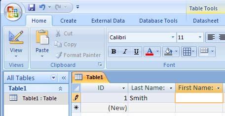 Microsoft Access 007 - Module I Enter Data into a Table Once a table has been created, data can be entered.