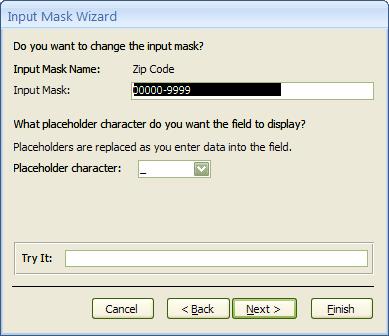 Microsoft Access 007 - Module I Use Input Mask Wizard The Input Mask Wizard allows the designer to define the format for entering data.