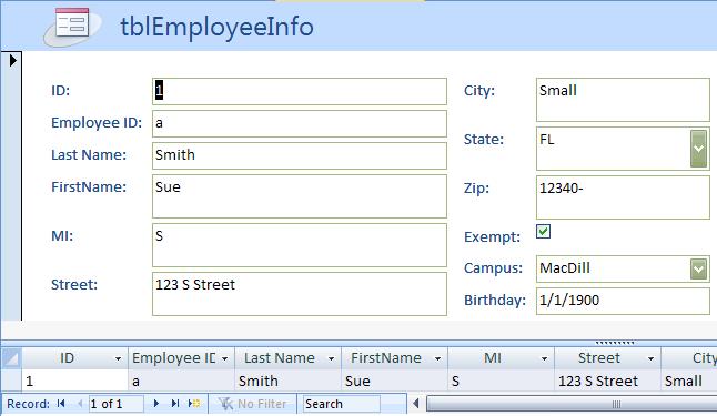 Microsoft Access 007 - Module I Create a Form: Split Form With some tasks, it may be helpful to view