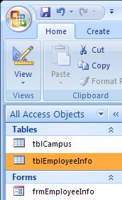 . In the All Access Objects pane, select the object that you would like to use for creating the form.