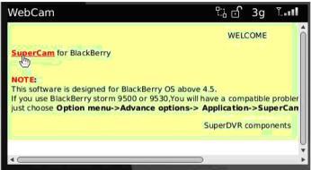 Open the browser of BlackBerry phone and enter