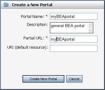 Click Portals in the tree. The Portals page displays, with the Browse Portals tab active. Because no portals exist yet, the table containing portals is empty. 3. Click Create New Portal.