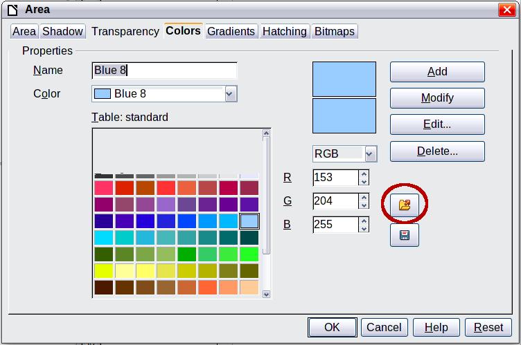 Figure 7: Changing the color palette Positioning objects with snap functions In Draw, objects can be accurately and consistently positioned using grid points, special snap points and lines, object