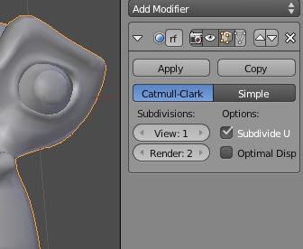 Subdivision Surface The SubSurf modifier allows you to keep your mesh simple with as few vertices as possible, but render as a much more detailed mesh.