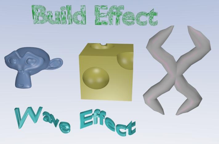 - Subdivision Surface - Build Effect - Mesh Mirroring - Wave Effect - Boolean Operation Feel free to experiment with any of the other Generate and Deform modifiers.
