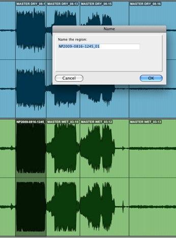 Pro Tools 101 - Exporting 2 Track MP3ʼs Name the Regions Once the regions are separated, they need to be properly named.