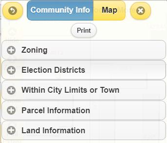 Community Info Click on Community Info in the toolbar and it will ask the user to click on the map.
