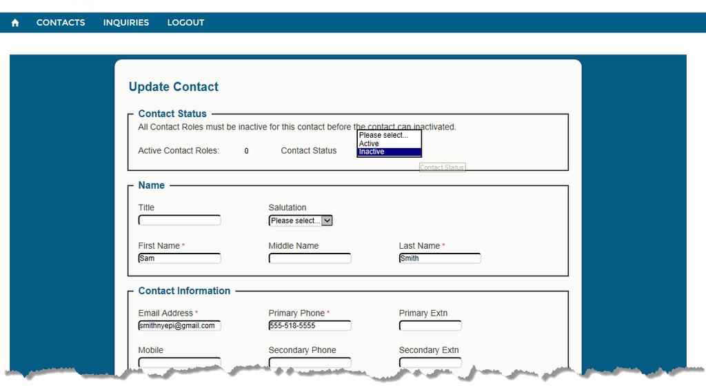 Adding a Role to a Contact 1. Select Edit Contact Roles from within the contact. (Figure 15) 2. Scroll to find the title of the role you want to assign. (Figure 17) 3. Select Add New. 4. Select Save.