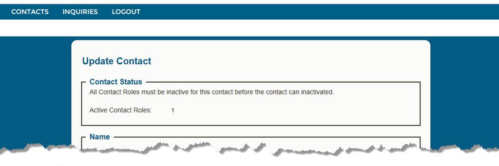 Inactivating a Contact with NYISO 1. Select Edit Contact from within the contact. (Figure 15) 2. Next to Contact Status, there is an inactive option.