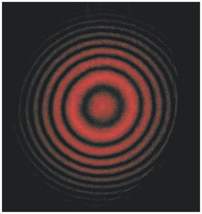 The Michelson Interferometer The photograph shows the pattern of circular interference fringes seen in the output of a Michelson interferometer.