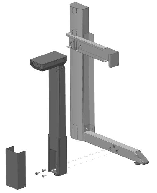 Upper lift brackets Lift Column 1 4-20 x 3 4" hex head screws Cover Check that all parts are properly seated in position and tighten all bolts at legs, ends of