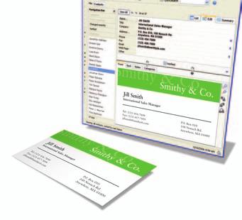 Scan business cards or drag-and-drop Sync to your Windows mobile devices, smart phone, Blackberry.