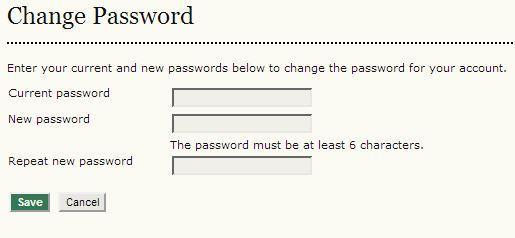 2.5. RESETTING YOUR PASSWORD Resetting your password is a simple process if you remember it and just want to change it to something else: log in, and from your User Home page click the Change
