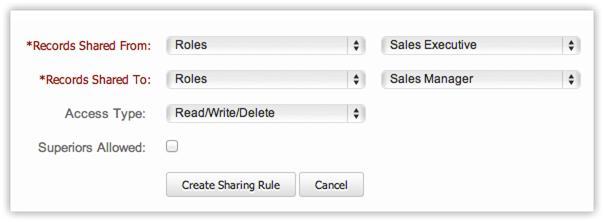 To create data sharing rules 1. Click Setup > Users & Permissions > Data Sharing Settings. 2. In the Data Sharing Settings page, click New Sharing Rule for the corresponding module. 3.