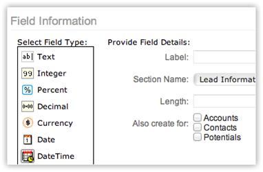 2.2.4 Create Fields Add custom fields of various types such as text, lookup, pick list, currency, autonumber, check