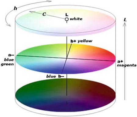Colorimetric Quantities and Laws 35 4.1.1 CIELAB The first quantity of the new tridimensional system is lightness L*, function of the test color luminance Y in relation to the white reference Y n.